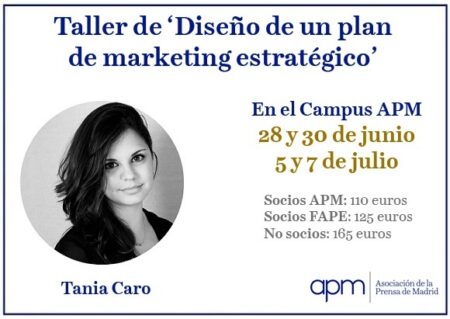 La Asociación de la Prensa de Madrid organiza un taller sobre diseño de un plan de marketing abierto a miembros de la FAPE