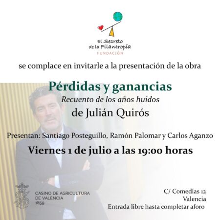 Julián Quirós presenta su libro «Pérdidas y ganancias: recuento de años huidos» en Valencia