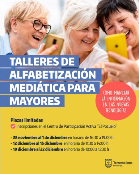 Del 28 nov. al 22 dic. | Prensa sin Edad llega a Torremolinos con tres talleres de alfabetización mediática para mayores