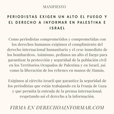 La Asociación de la Prensa de Málaga se suma al manifiesto del alto al fuego en Gaza y el derecho a informar