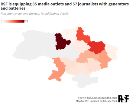 Reporteros Sin Fronteras equipa a más de 80 medios ucranianos para hacer frente a los cortes de electricidad