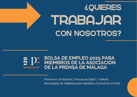 Oferta de empleo de la Asociación de la Prensa de Málaga para impartir un centenar de talleres de alfabetización mediática