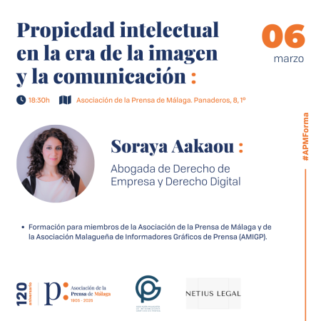 #APMForma | La abogada Soraya Aakaou impartirá el 6 de marzo el taller ‘Propiedad intelectual en la era de la imagen’