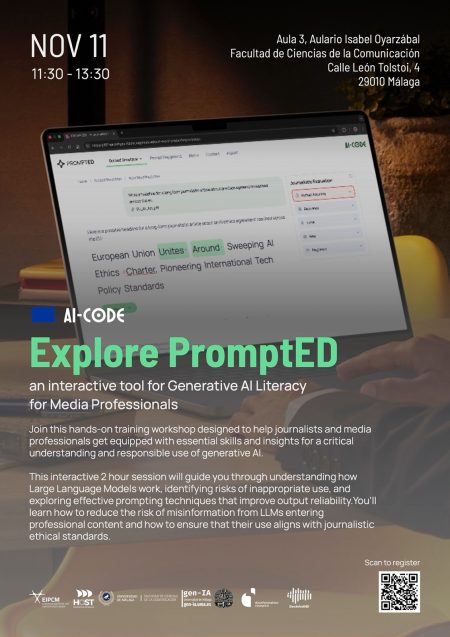 La Universidad de Málaga impulsa la alfabetización en inteligencia artificial para periodistas con el taller ‘Explore PromptED’